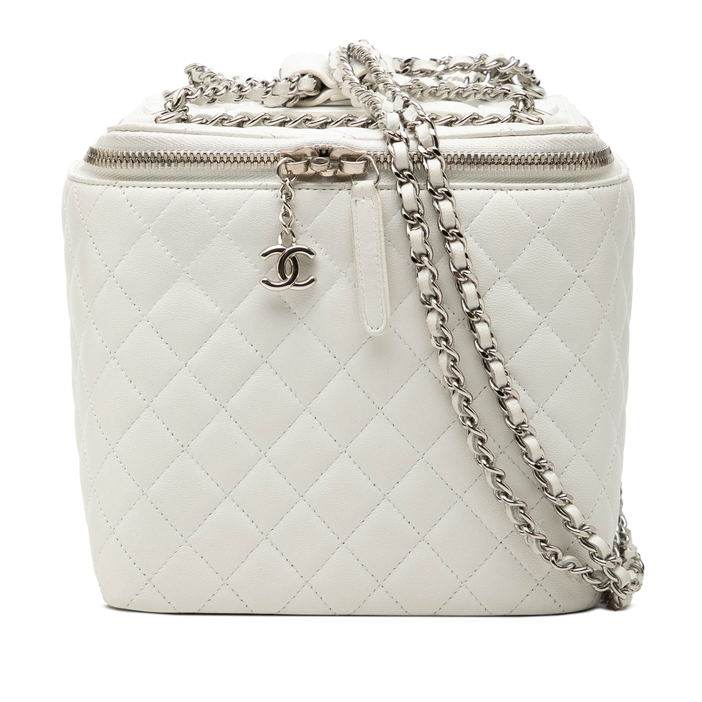 Pre-Loved Chanel Large Quilted Lambskin Top Handle Jewelry Box With Chain